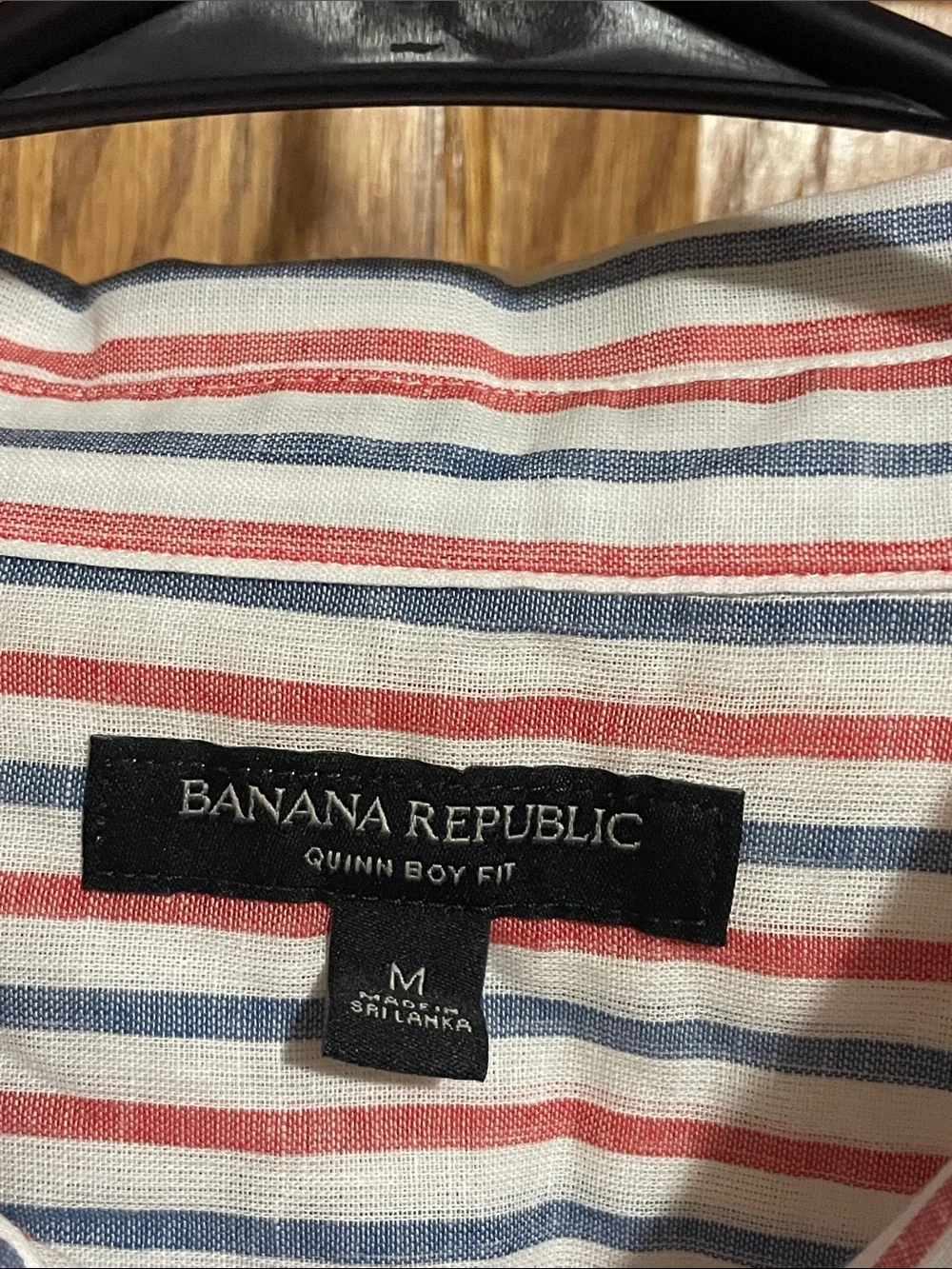 Banana Republic White Shirt with Red and Blue Stripes